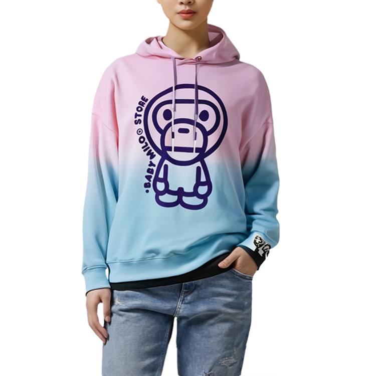 Shop (W) 에이프 핑크 그라데이션 후드티 카툰 그래픽 디자인. 0MXSWW3031XXL