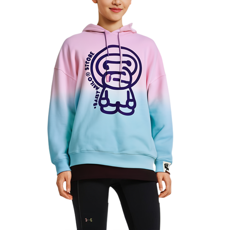 Purchase (W) 에이프 핑크 그라데이션 후드티 카툰 그래픽 디자인. 0MXSWW3031XXL