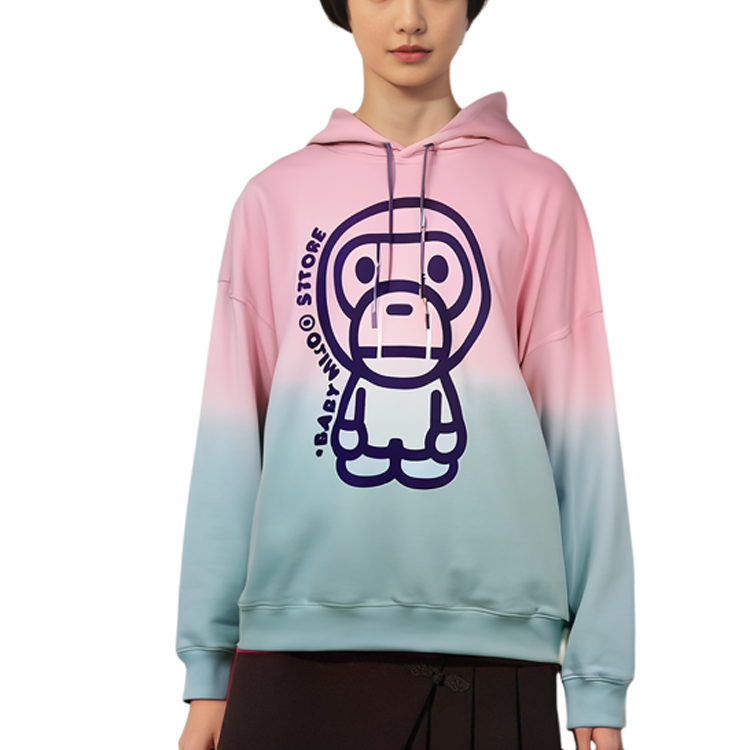 Details for (W) 에이프 핑크 그라데이션 후드티 카툰 그래픽 디자인. 0MXSWW3031XXL