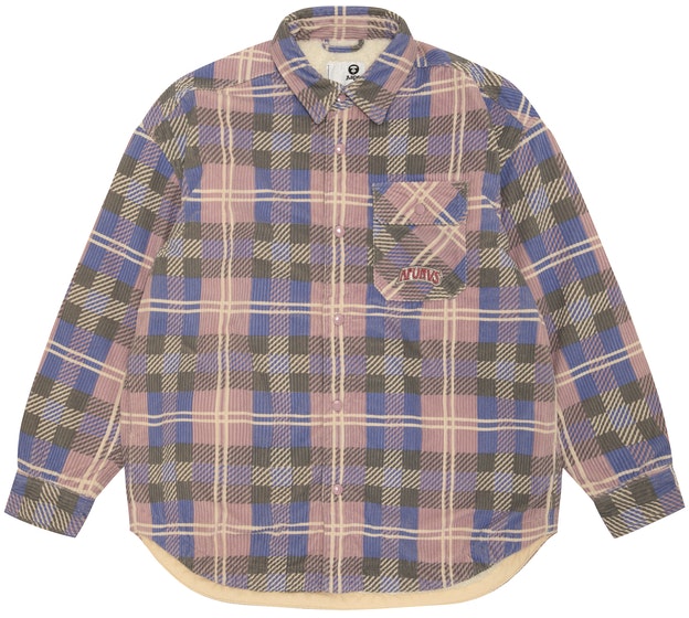 women-aape-pink-plaid-jacket-with-letter-embroidery-aapjkw-7699-xan