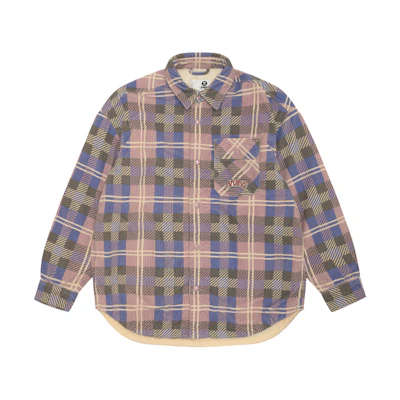 (Women) Aape Pink Plaid Jacket with Letter Embroidery. AAPJKW7699XAN