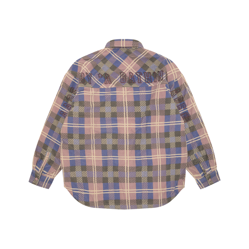 Lookbook (W) 에이프 핑크 체크 자켓 레터 자수. AAPJKW7699XAN