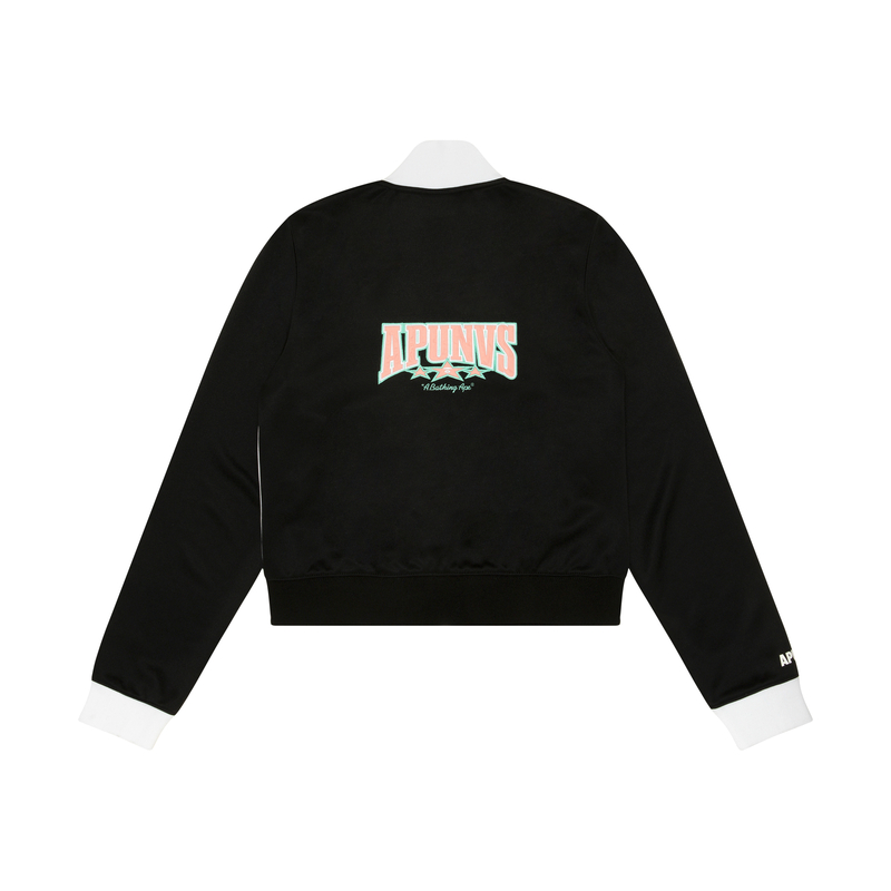 Lookbook (W) 아페 스탠드 칼라 배지 롱슬리브 집업 스웻셔츠 AAPSWWB308XXM