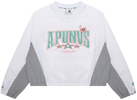(Women) AAPE White V-Neck Pullover Sweatshirt with Rabbit Graphic Print. AAPTPW8491XXM (Women) AAPE White V-Neck Pullover Sweatshirt with Rabbit Graphic Print. AAPTPW8491XXM