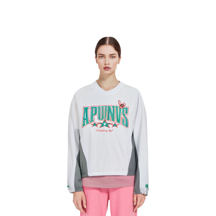 Shop (W) AAPE 화이트 브이넥 토끼 그래픽 프린트 풀오버 스웻셔츠. AAPTPW8491XXM