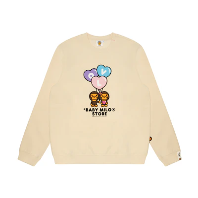 (Women) AAPE Cartoon Graphic Crewneck Pullover Sweatshirt Casual Style 0MXSWW3035XXN
