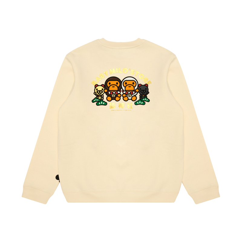 Lookbook (Women) AAPE Cartoon Monkey Embroidered Casual Crewneck Sweatshirt 0MXSWW3036XXN
