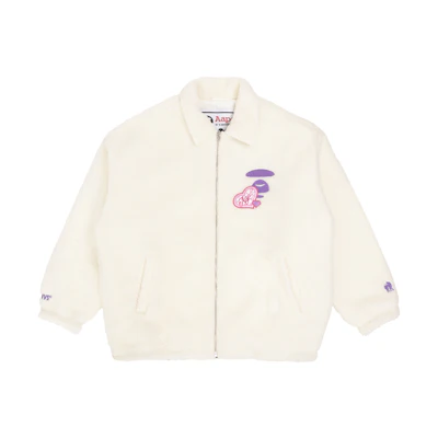 (Women) Aape FW22 Ape Heart Embroidery Fleece Jacket - White AAPJKW7567XAJ