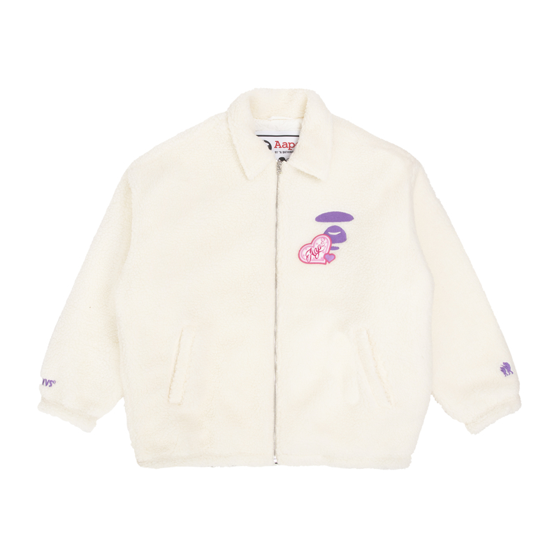 Order (W) 아페 FW22 에이프 하트 자수 플리스 자켓 - 화이트 AAPJKW7567XAJ