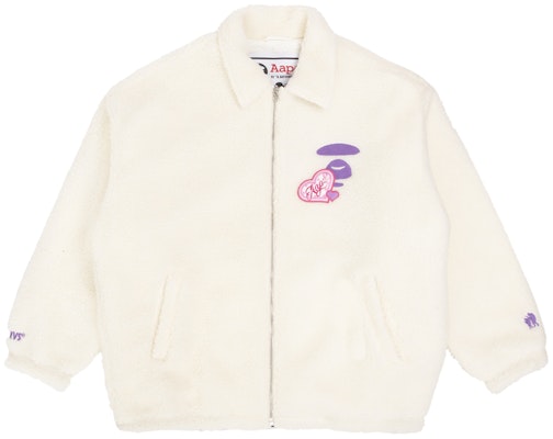 (W) 아페 FW22 에이프 하트 자수 플리스 자켓 - 화이트 AAPJKW7567XAJ Order (W) 아페 FW22 에이프 하트 자수 플리스 자켓 - 화이트 AAPJKW7567XAJ