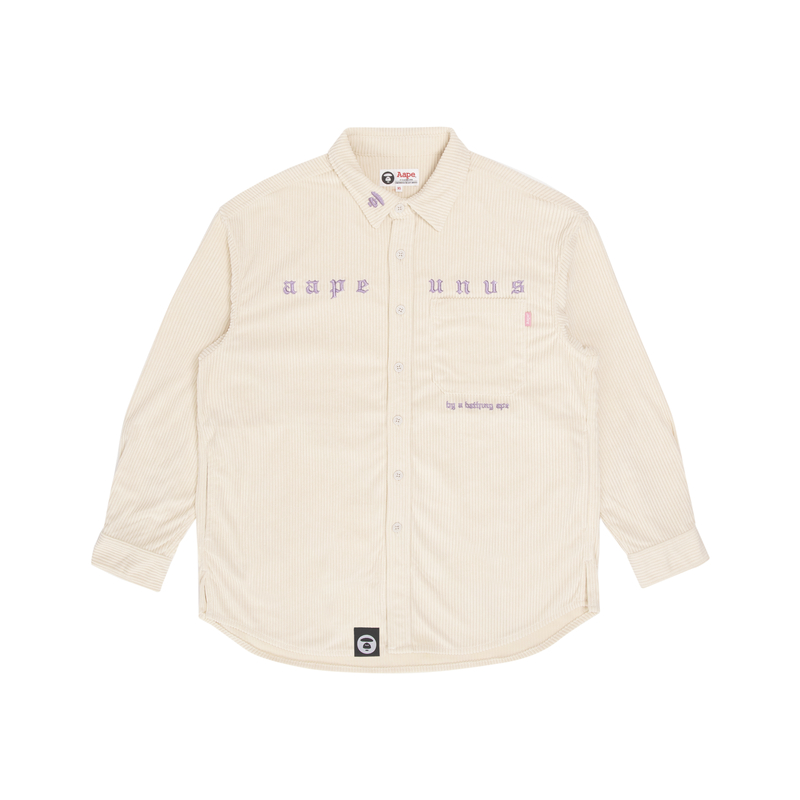 (Women) Aape FW22  Loose-Fit Long-Sleeve Shirt with Suede Letters & Ape Face Embroidery AAPSTW8429XXJ