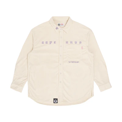 (Women) Aape FW22 Loose-Fit Long-Sleeve Shirt with Suede Letters & Ape Face Embroidery AAPSTW8429XXJ
