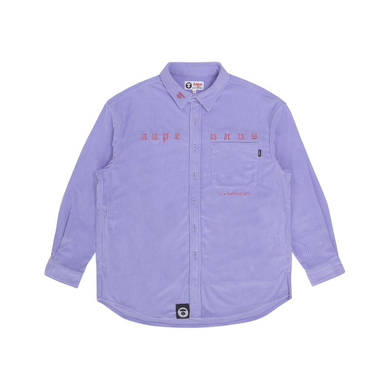 Shop (W) Aape FW22 宽松版麂皮字母猿脸刺绣长袖衬衫 AAPSTW8429XXJ