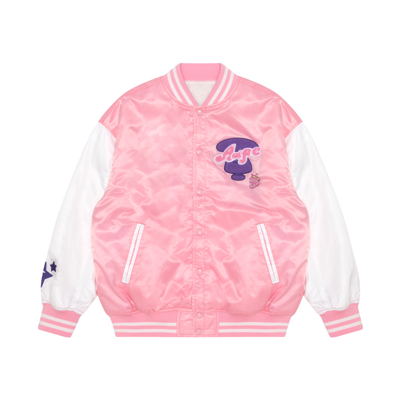 Shop (W) Aape FW22 양면 자수 레터링 디자인 야구 재킷. AAPJKW7566XXJ