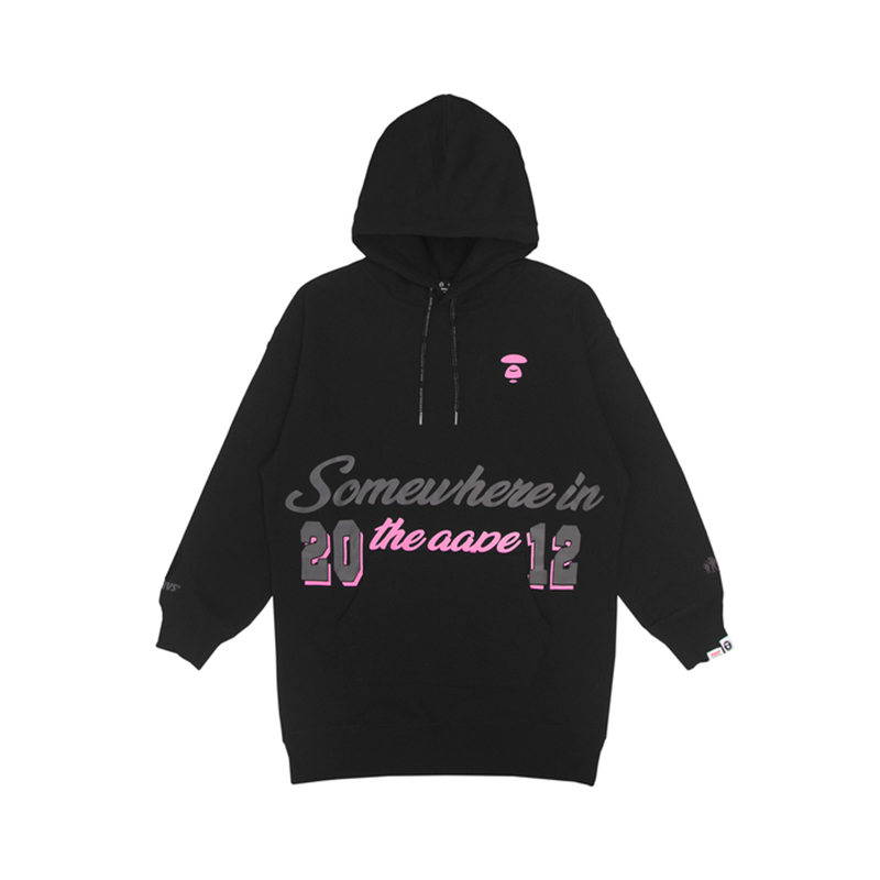 (Women) AAPE FW22 Cartoon Letter Print Drawstring Hoodie  Black. AAPDSW8419XXJ