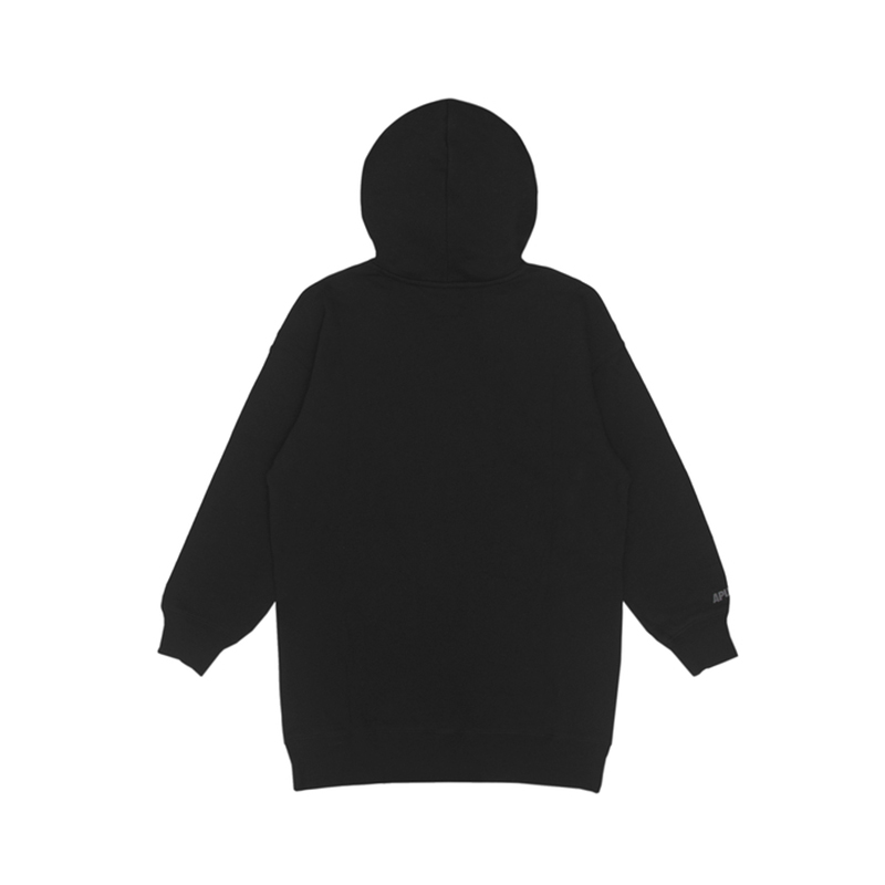 Lookbook (W) AAPE FW22 카툰 레터 프린트 드로스트링 후드 블랙. AAPDSW8419XXJ