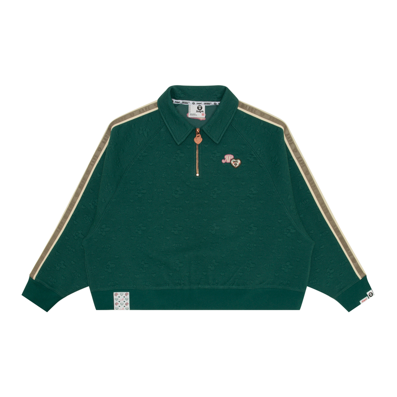 Shop (W) 아페 하트 원숭이 자수 루즈핏 캐주얼 스웨트셔츠. AAPSWWB392XXN