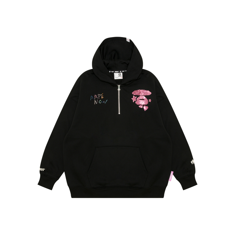 Shop (Women) AAPE Sequin Heart Pullover Hoodie AAPSWWB399XXN