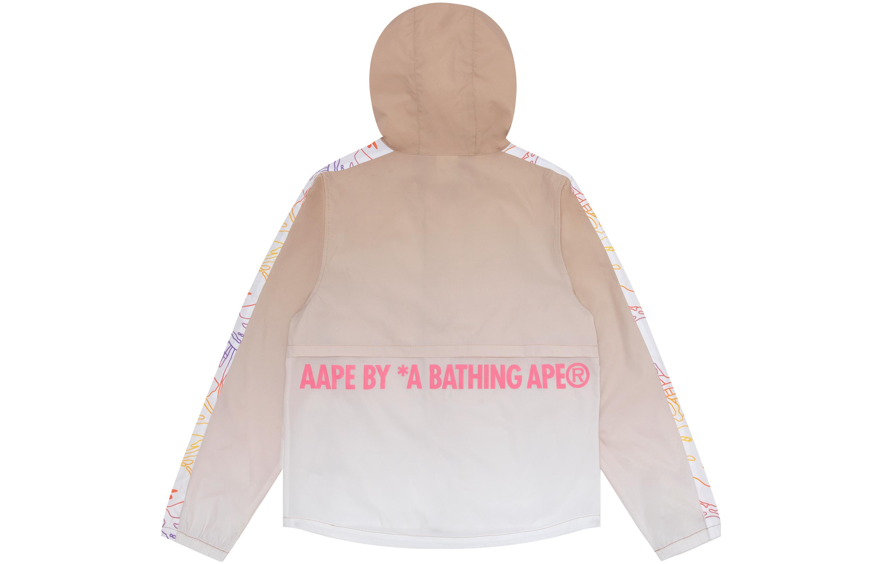 Lookbook (W) 아페 SS22 그라데이션 로고 프린트 드로스트링 후디 재킷. AAPLJW7508XAI