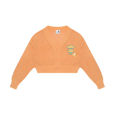 (Women) Aape SS23 Orange Embroidered Knit Cardigan - Ape Face Design. AAPKNW3983XAK