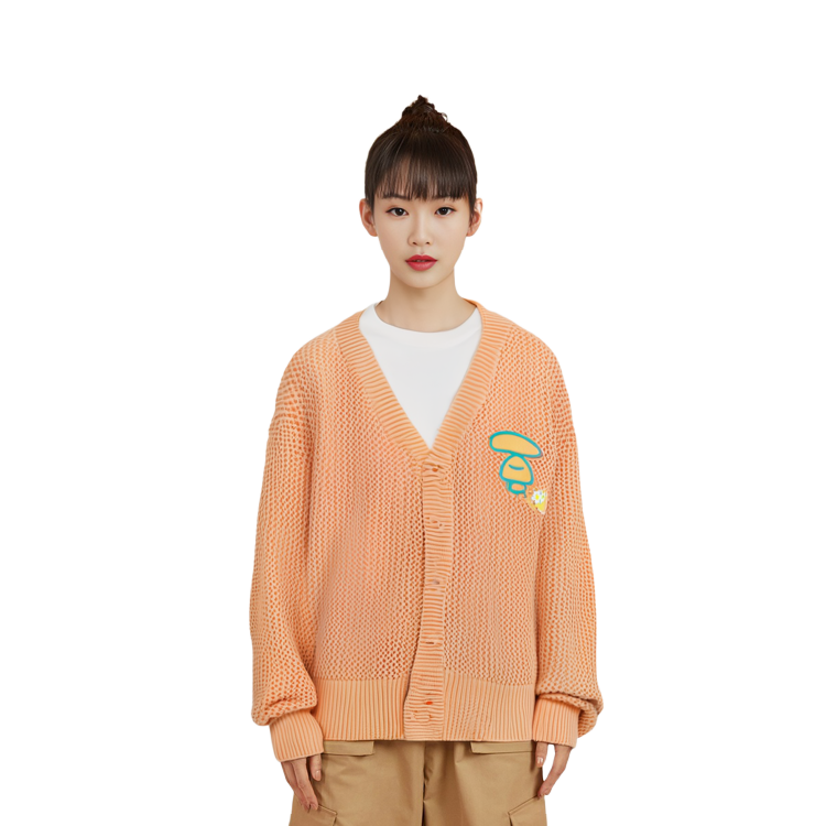(Women) Aape SS23  Orange Embroidered Knit Cardigan - Ape Face Design. AAPKNW3983XAK 圖 4