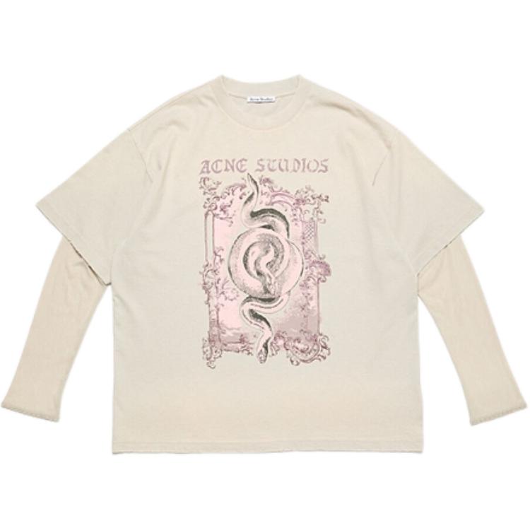 Order (Women) Acne Studios 2024 FW Distressed Layered Look Sheer Graphic T-Shirt Faded Gray Women. AL0421-DJO