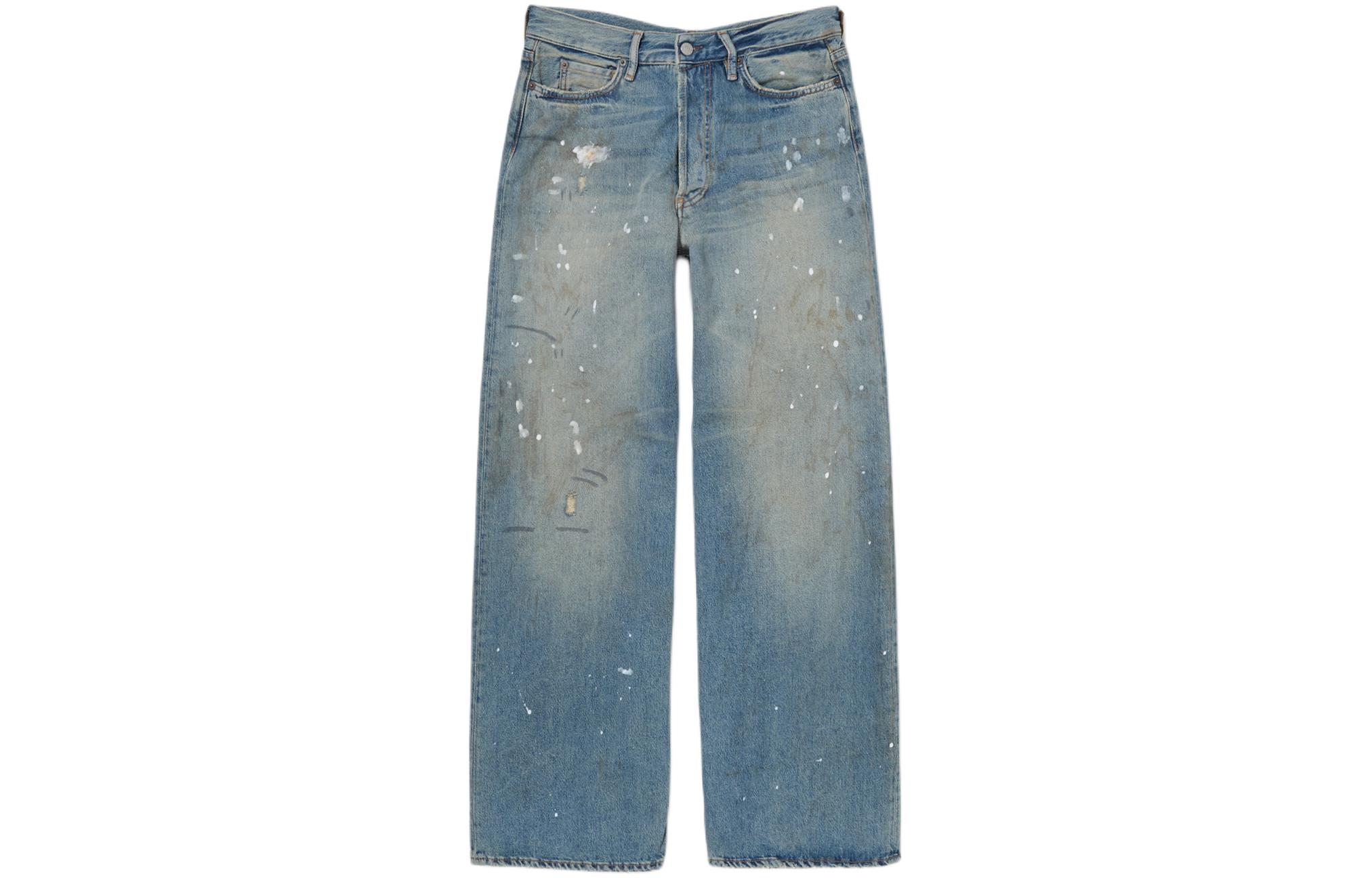 (Women) Acne Studios  1981F Distressed Graffiti Washed Loose Jeans Light Blue. A00427-228