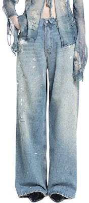 (W) 아크네 스튜디오 1981F 디스트레스 그래피티 워시드 루즈진 라이트 블루. A00427-228 Shop (W) 아크네 스튜디오 1981F 디스트레스 그래피티 워시드 루즈진 라이트 블루. A00427-228