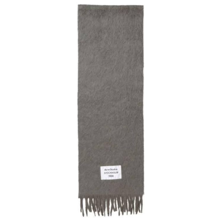 (Women) Acne Studios  Alpaca Wool Logo Scarf Grey. CA0350902 圖 2