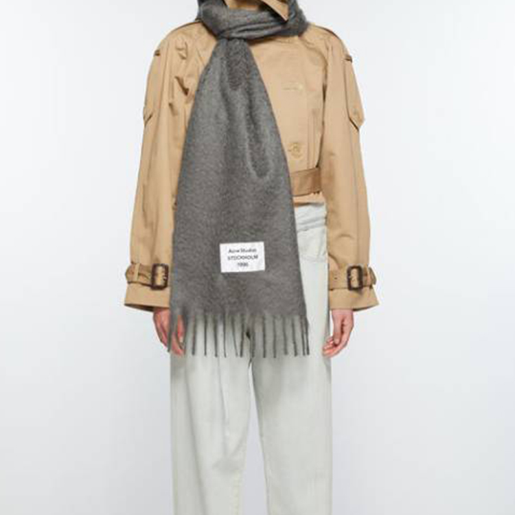 (Women) Acne Studios  Alpaca Wool Logo Scarf Grey. CA0350902 圖 3