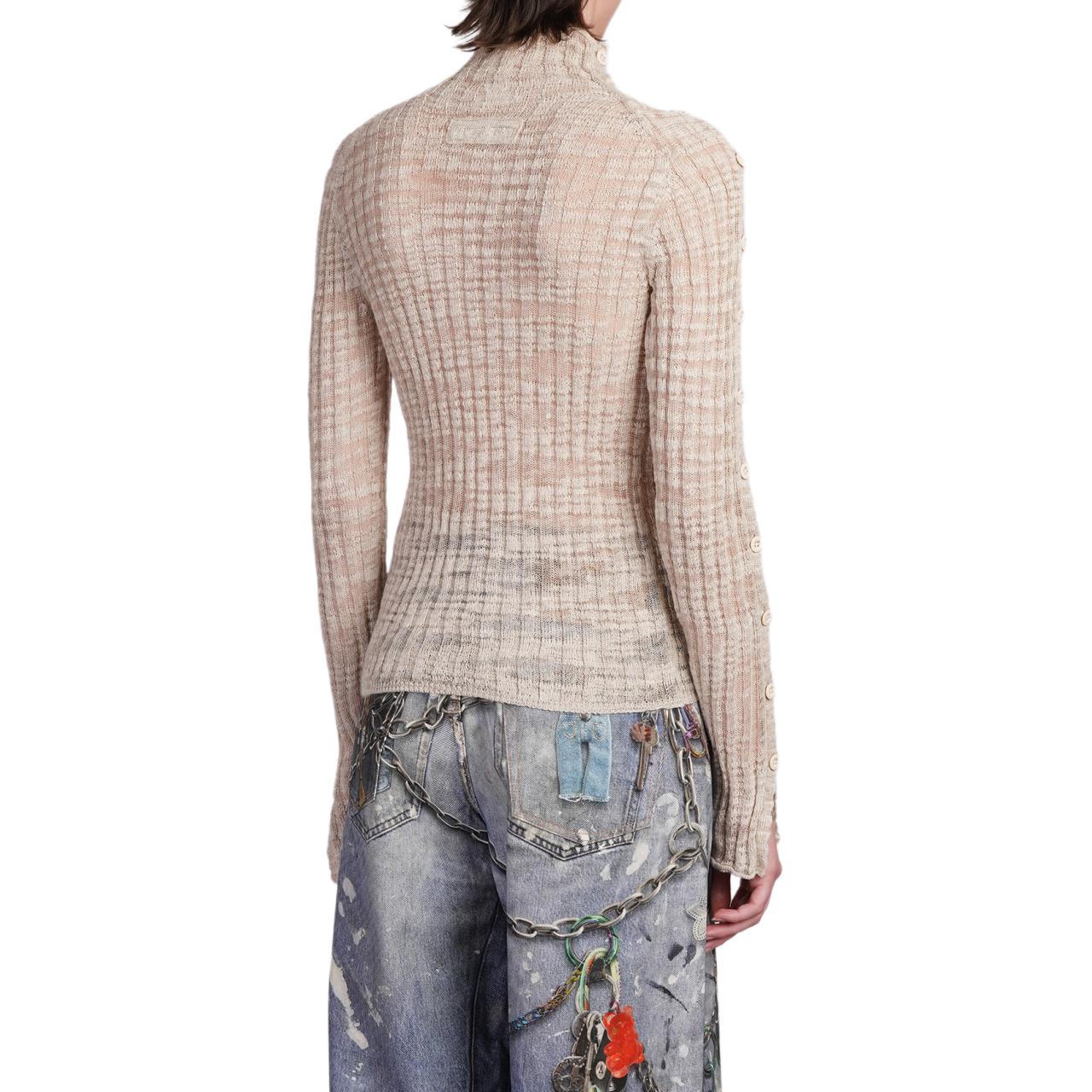 Lookbook (W) Acne Studios Suéter Beige de Cuadros de Cuello Alto y Manga Larga. A60548-AEK