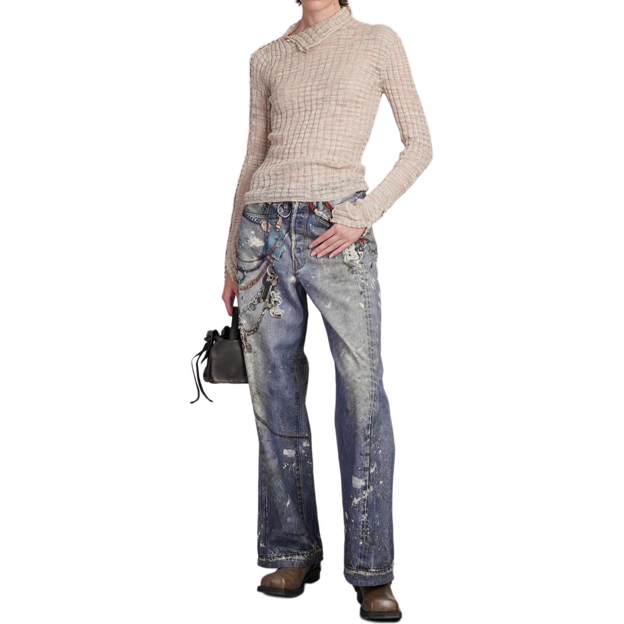 Purchase (W) Acne Studios Suéter Beige de Cuadros de Cuello Alto y Manga Larga. A60548-AEK