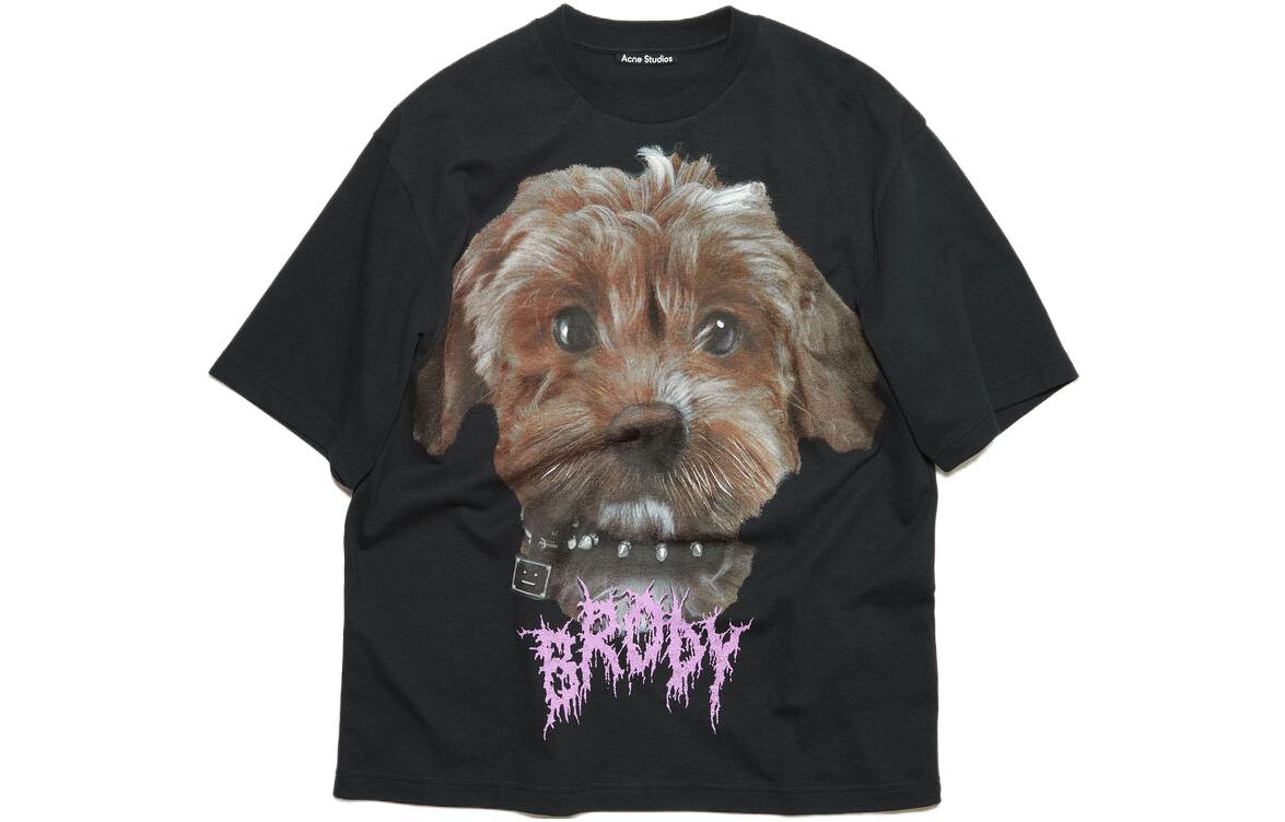 Buy (Women) Acne Studios  Black Animal Print Graphic Crewneck T-Shirt. CL0215-BM0