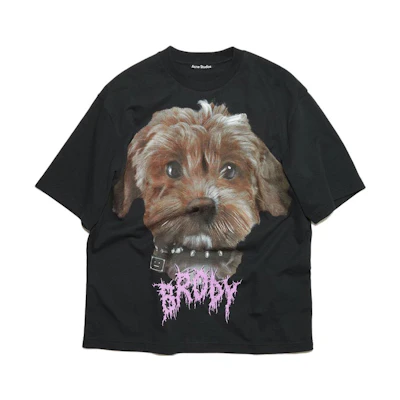 (Women) Acne Studios Black Animal Print Graphic Crewneck T-Shirt. CL0215-BM0