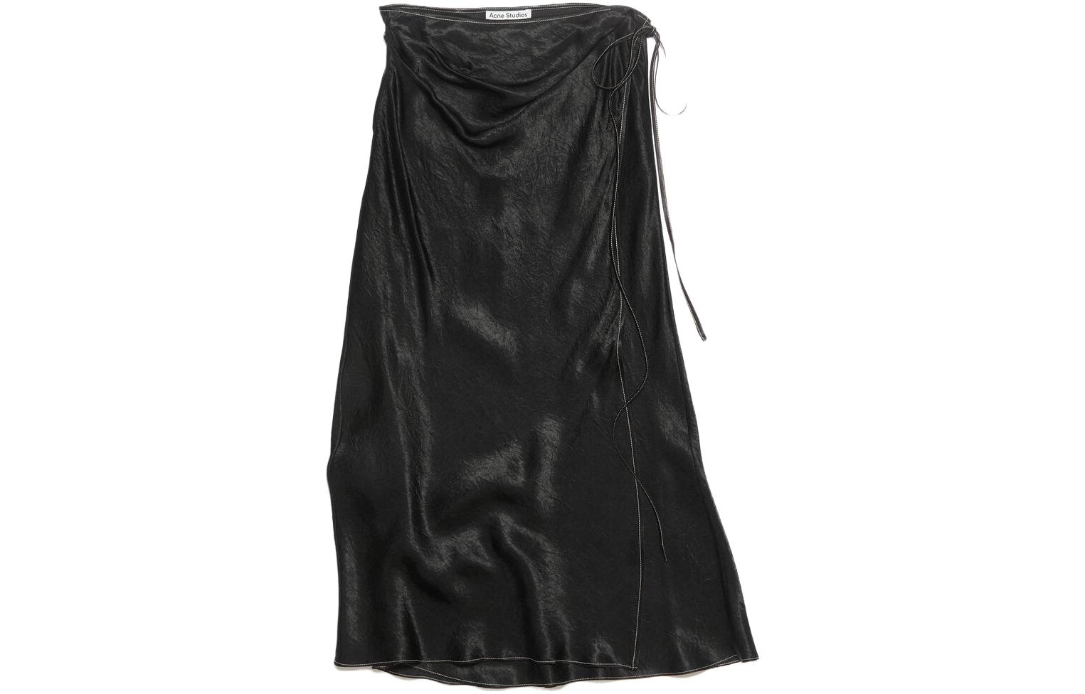 Order (W) Acne Studios Falda Negra Casual Larga de Color Sólido Suelta. AF0367900