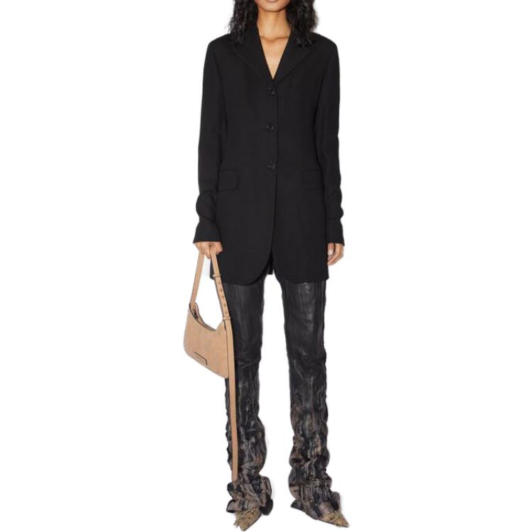 Lookbook (W) 아크네 스튜디오 블랙 노르딕 싱글 브레스티드 블레이저 체스트 포켓. AH0273-900