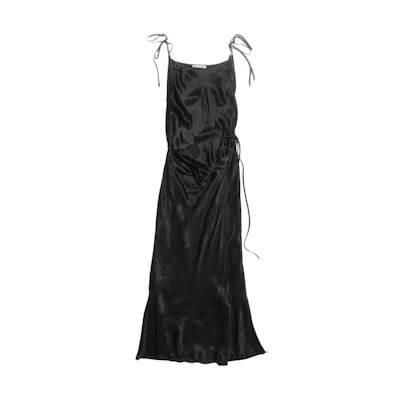 (Women) Acne Studios Black Satin Long Slip Dress Sleeveless. A20586-900