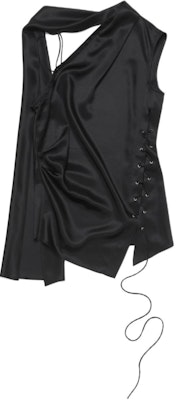 (Women) Acne Studios Black Sleeveless Wrap Shirt with Strap and Fringe. AC0706-900 Order (Women) Acne Studios Black Sleeveless Wrap Shirt with Strap and Fringe. AC0706-900