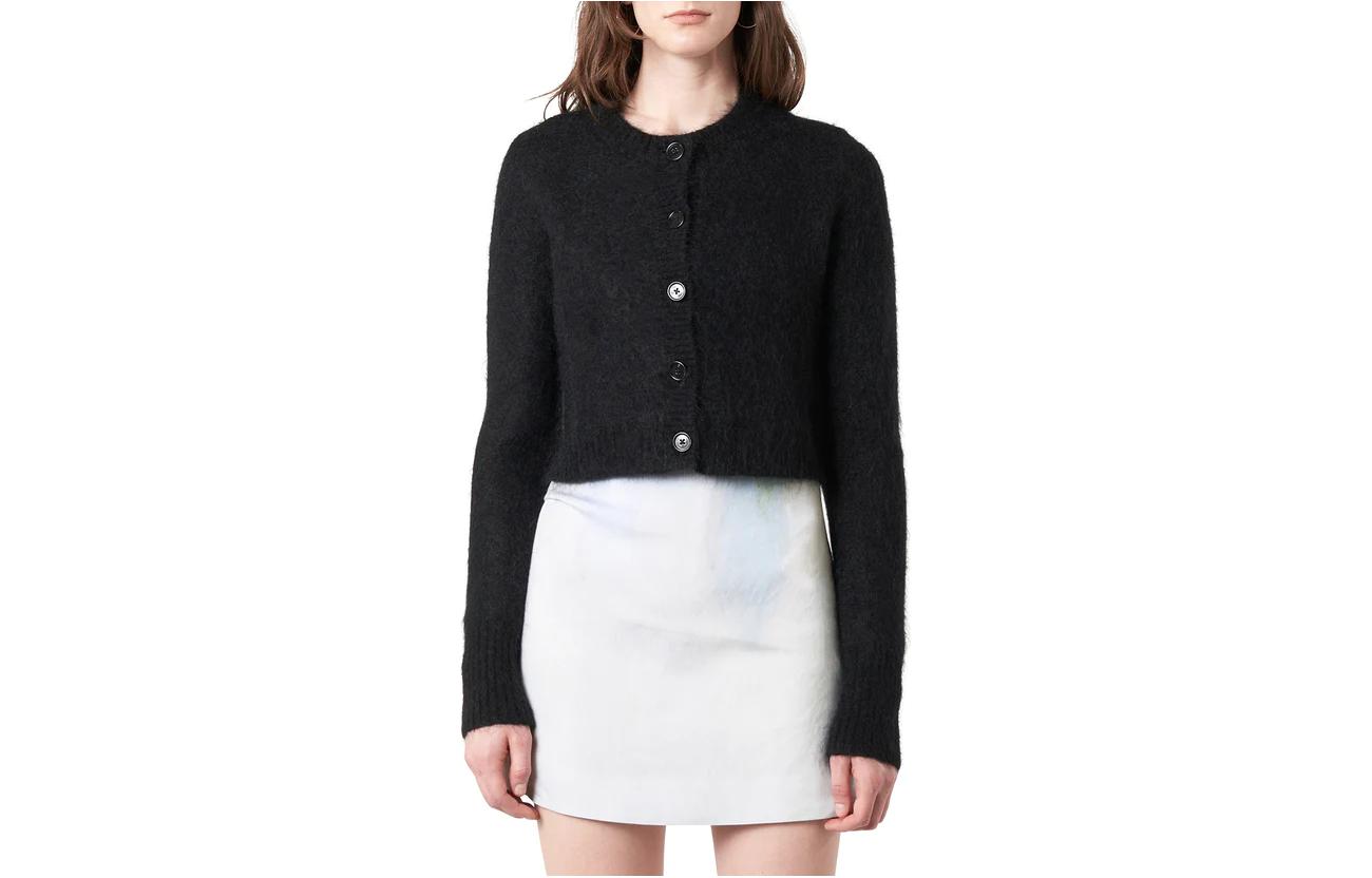 Buy (Women) Acne Studios  Black Solid Knit Button-Up Long Sleeve Sweater. A60437-900