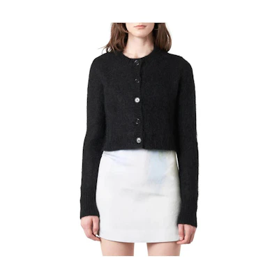 (Women) Acne Studios Black Solid Knit Button-Up Long Sleeve Sweater. A60437-900