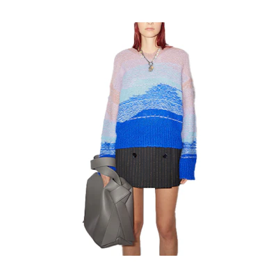 (Women) Acne Studios Blue Gradient Striped Mohair Knit Sweater A60350-ALD