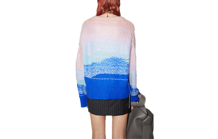 Lookbook (W) アクネ ストゥディオズ ブルー グラデーション ストライプ モヘア ニット セーター A60350-ALD