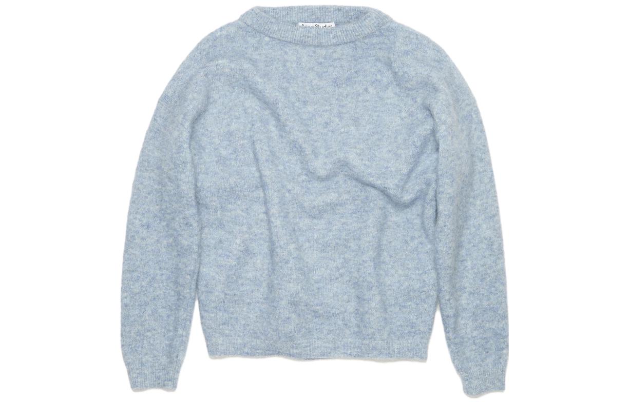 (Women) Acne Studios  Blue Mohair Wool Blend Crewneck Knit Sweater Pullover. A60460-AAL