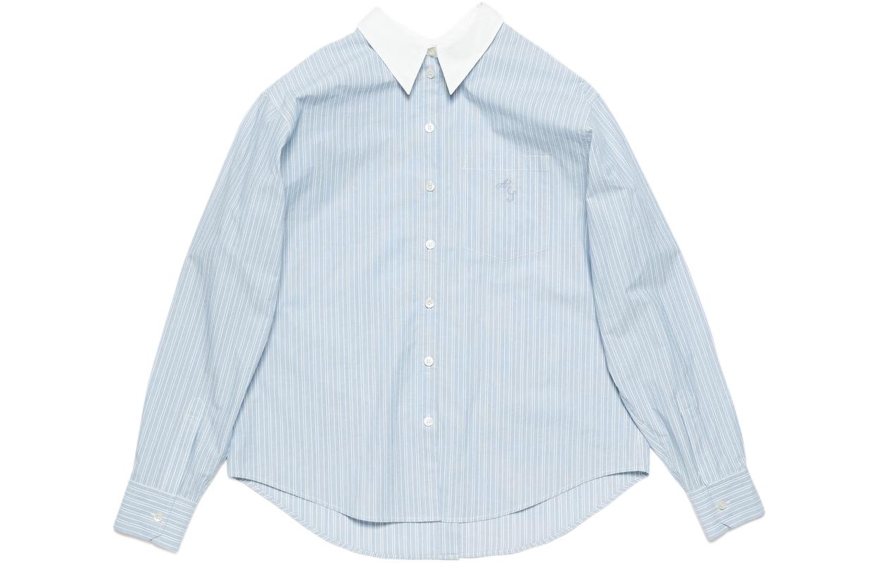 (Women) Acne Studios  Blue Stripe Long Sleeve Loose Shirt. AC0663-AF2