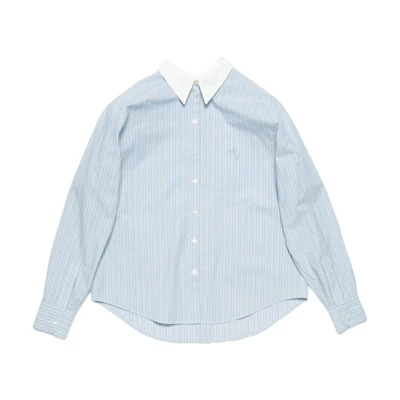 (Women) Acne Studios Blue Stripe Long Sleeve Loose Shirt. AC0663-AF2