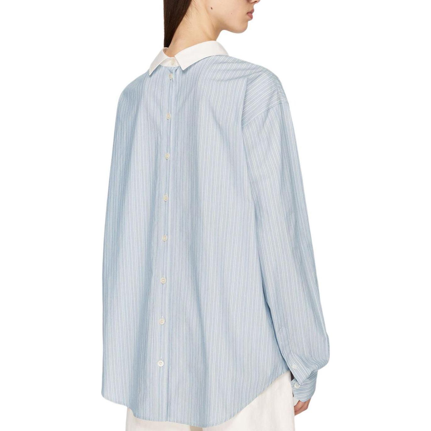 Shop (W) Acne Studios 藍色條紋寬鬆長袖襯衫 AC0663-AF2