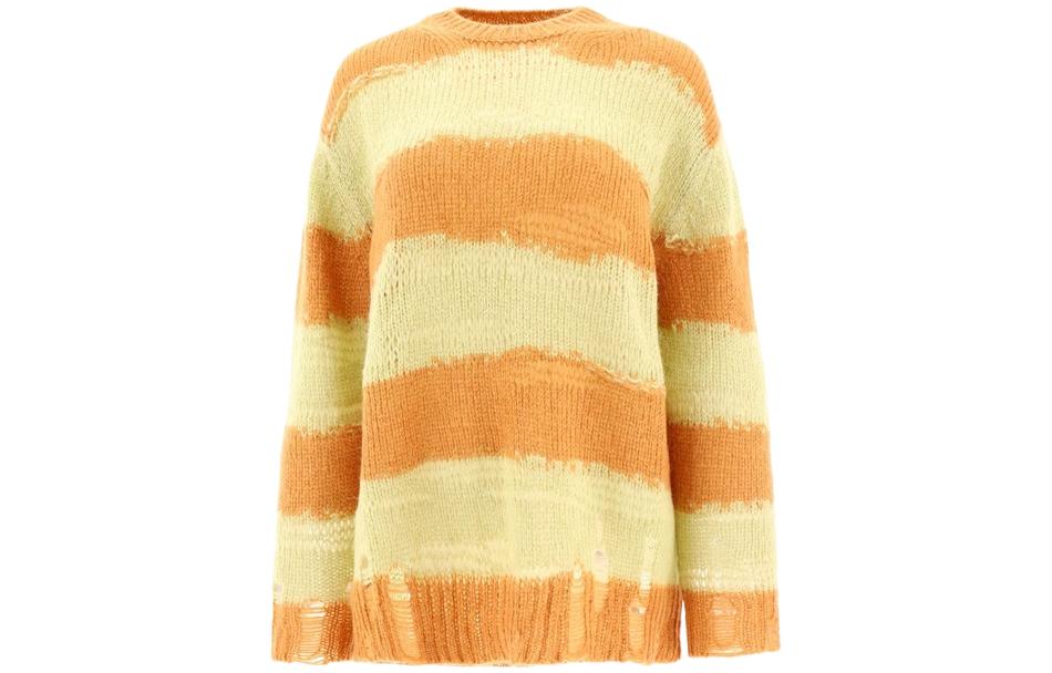 Order (W) Acne Studios Sweater Crewneck Coklat Kuning Colorblock. A60243-LIG