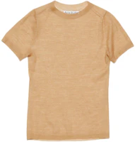 (Women) Acne Studios Brown Sheer Knit Round Neck Short Sleeve Oversized T-Shirt A60489-DFJ (Women) Acne Studios Brown Sheer Knit Round Neck Short Sleeve Oversized T-Shirt A60489-DFJ