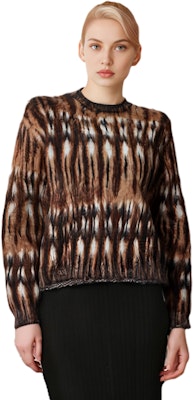 (Women) Acne Studios Brown Vintage Graphic Printed Crewneck Sweater. A60470-BKF Details for (Women) Acne Studios Brown Vintage Graphic Printed Crewneck Sweater. A60470-BKF