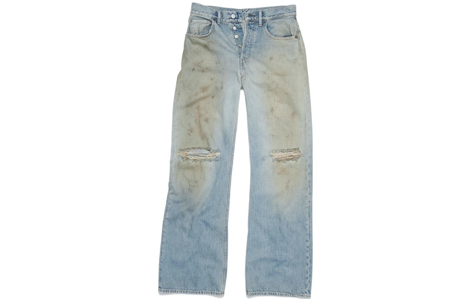 (Women) Acne Studios  Distressed Detail Cotton Denim Jeans. A00402